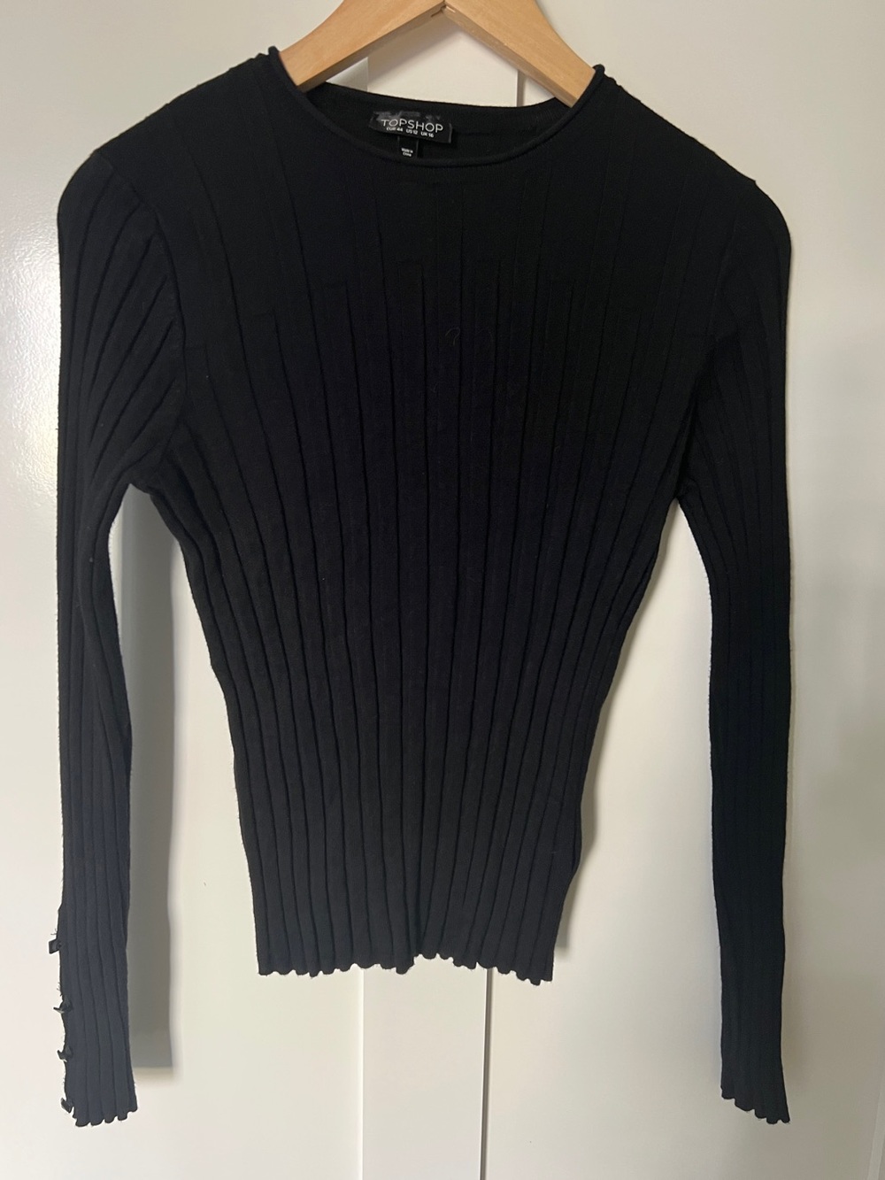 Topshop Black Ribbed Knit Sweater Cuff Studs Size 12